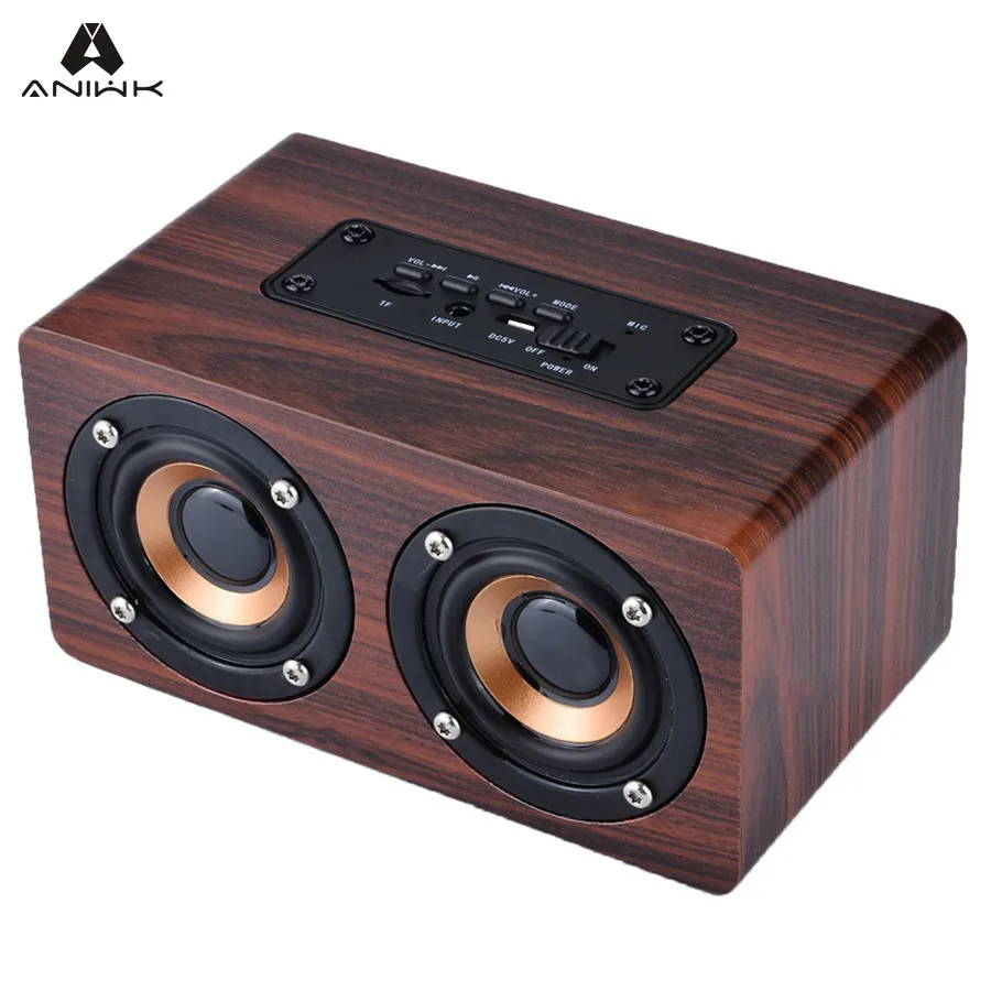 Aniwk MiNi Wooden Wireless Bluetooth Speaker HIFI Speaker 3D Dual