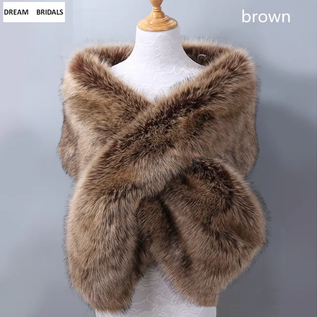 Disc Europe And United States Wedding Faux Fur Word Shawl Lady Wrap Bridal Cloak Boler Whole Mane Thick Warm Bridesmaid Cloak Shawl