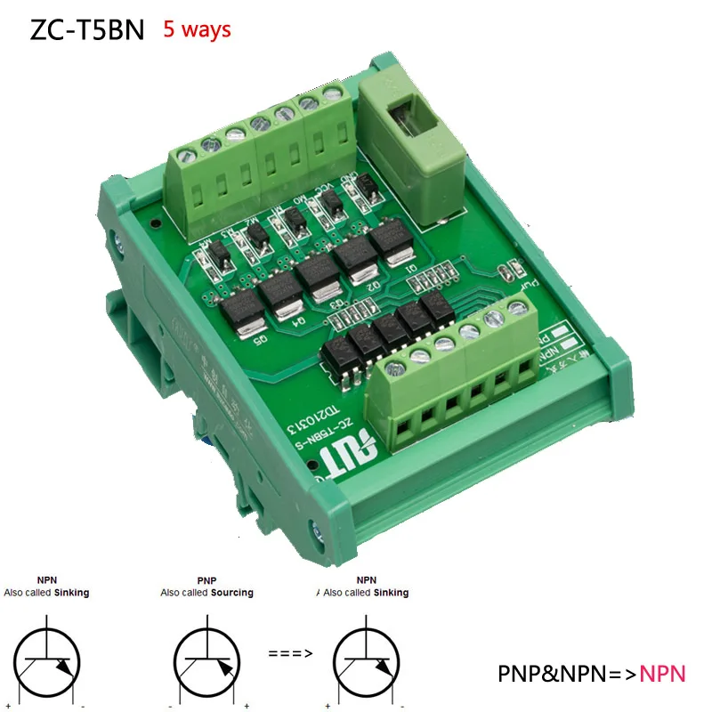 4 способа PLC усилитель выходной мощности доска магнитный клапан драйвер клеммные блоки пластина короткого замыкания защита от перегрузки по току - Цвет: PNP NPN to NPN 5-CH