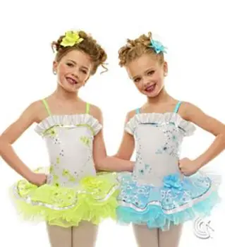 

Girls Ballet Dance Wear Embroidered Mesh Dress Show Performance Costume Puff Dress