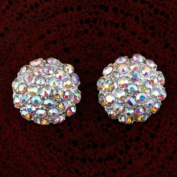 

30pcs/Lot 18MM AB Rhinestone Round Buttons Flat back Crystal Button Embellishments For Hair Flower Wedding Invitation