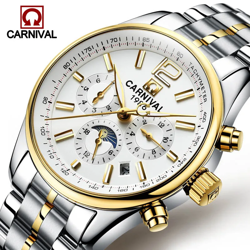 

Automatic Mechanical Watch Men Carnival Luxury Brand Mens Watches Sapphire Luminous Wristwatches Waterproof relogio masculino