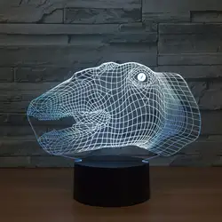 Крокодил глава 7 цветов 3D ночник Творческий Touch LED Атмосфера Свет USB маленькая настольная лампа 1290