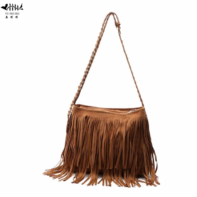 Vintage Frosted Pu Leather Fringe Tassel Bags Women Handbag Vintage Frosted Pu Leather Fringe Tassel Bags Women Handbag Messenger Crossbody Shoulder Bag Woman Lady Bohemian