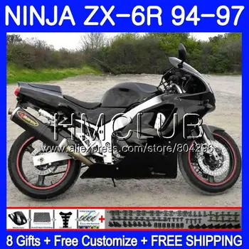 

Bodys For KAWASAKI NINJA ZX 636 600CC ZX6R 94 95 96 97 Glossy black 21HM.19 ZX636 ZX-6R 94 97 ZX 6R 1994 1995 1996 1997 Fairing