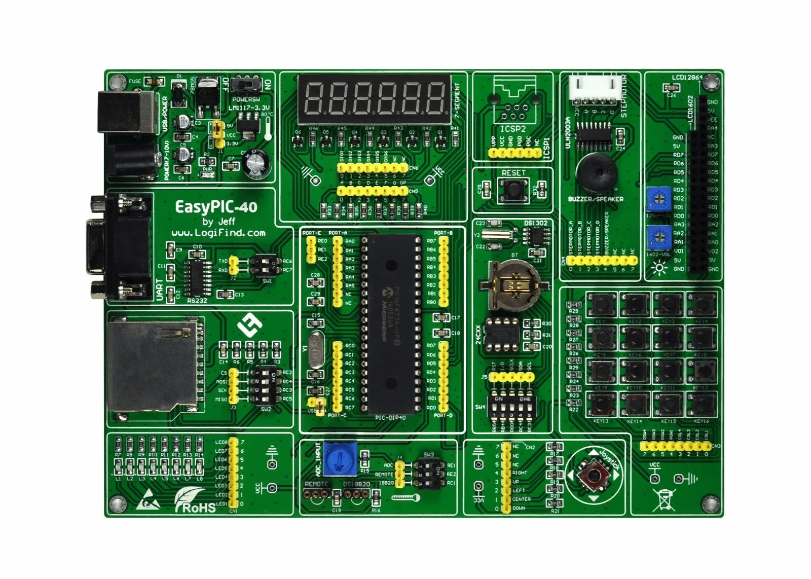 PIC MCU обучающая Плата развития EasyPIC 40 + PIC16F877A|Детали и аксессуары для приборов| |
