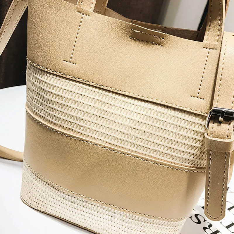 Summer Fashion Women Panelled Straw Bags INS Popular Female Beach Casual Handbag Ladies Exquisite Weave Shoulder Bag Tote SS3397 (6)
