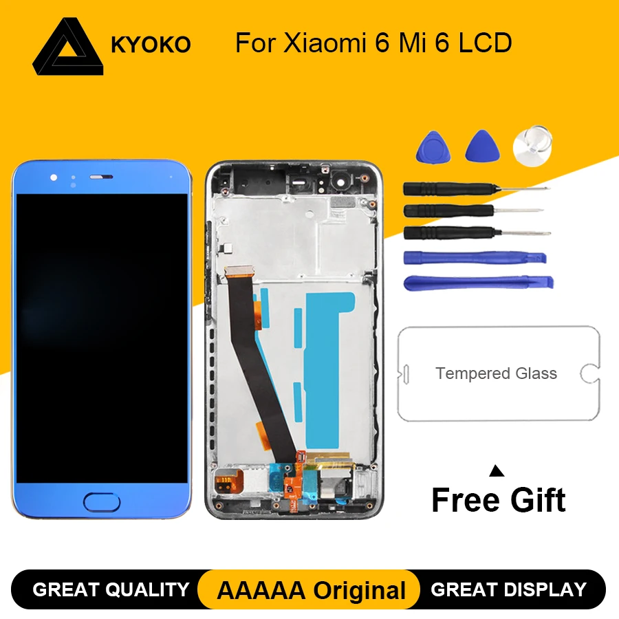 

AAAAA Original LCD Screen For Xiaomi 6 Mi 6 Mi6 LCD Display Touch Screen Replacement Digitizer Assembly With Frame Free Gift