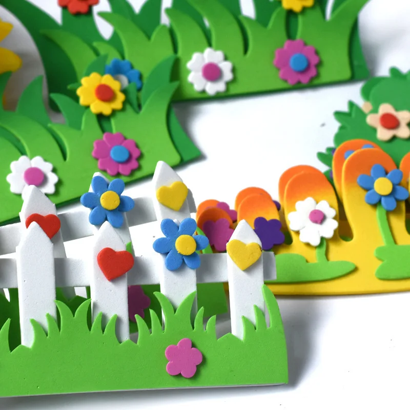 DIY 3D EVA пена Милый Цветок Трава стены мультфильм стикер Развивающие Игрушки для раннего обучения для детей дети игра-головоломка Декор ремесла