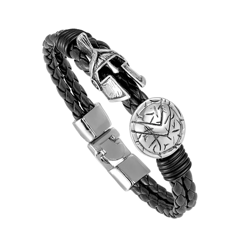 Ретро мужской браслет Спарта воин роскошные кожаные браслеты ручной работы женские браслеты ювелирные изделия прекрасный подарок Pulseira Masculina