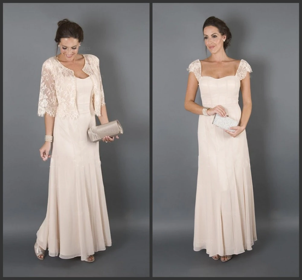 2017 Nupcial Vestidos de La Madre para La Boda Playa Larga de Las Del Casquillo Vestidos para Invitados de boda Madre de los Vestidos de Novia de Encaje chaqueta|bridal mother