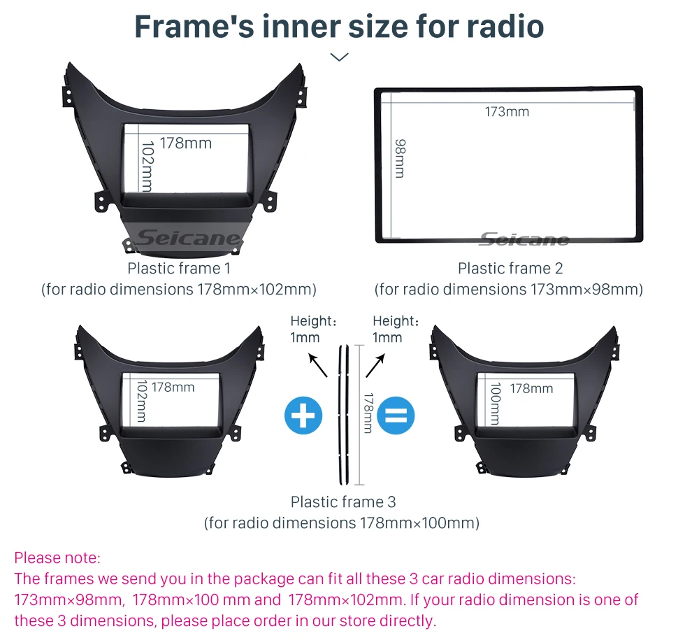 Seicane Perfect Double Din 2010 HYUNDAI ELANTRA Car Radio Fascia Surround Panel Fitting Frame Auto Stereo 