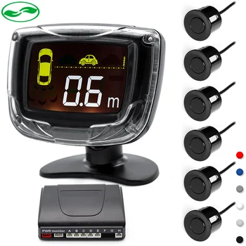 

6 Sensors 22mm Car LCD Display Parking Sensor Monitor Kit Auto Reverse Backup Radar Assistance Buzzer Alarm 6 Colors Optional