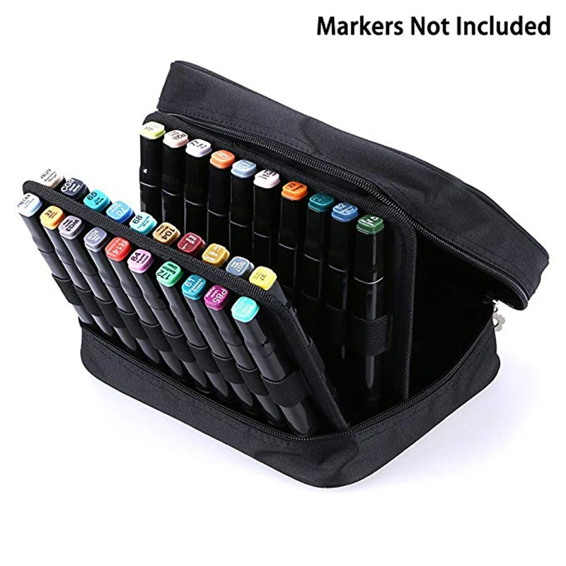 60 Slot Carrying Marker Case Holder Canvas Zippered Markers Organizer for Art Marker Pen , Twin