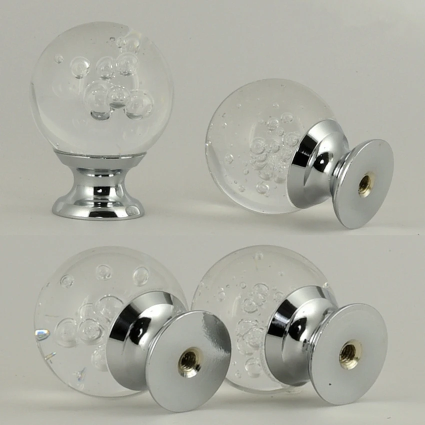 30mm 40mm Clear Bubble Glass Crystal Kitchen Cabinet Cupboard Dresser Door Handles Silver Chrome Drawer Tv Cabinet Knobs Pulls Knobs Pulls Dresser Door Handlescrystal Kitchen Aliexpress