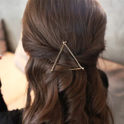 

Top Quality Triangle Hair Pins Women Clip Hairpins Vintage Style Geo Gold Silver Pince a cheveux Pinza de pelo 2019 Trendy