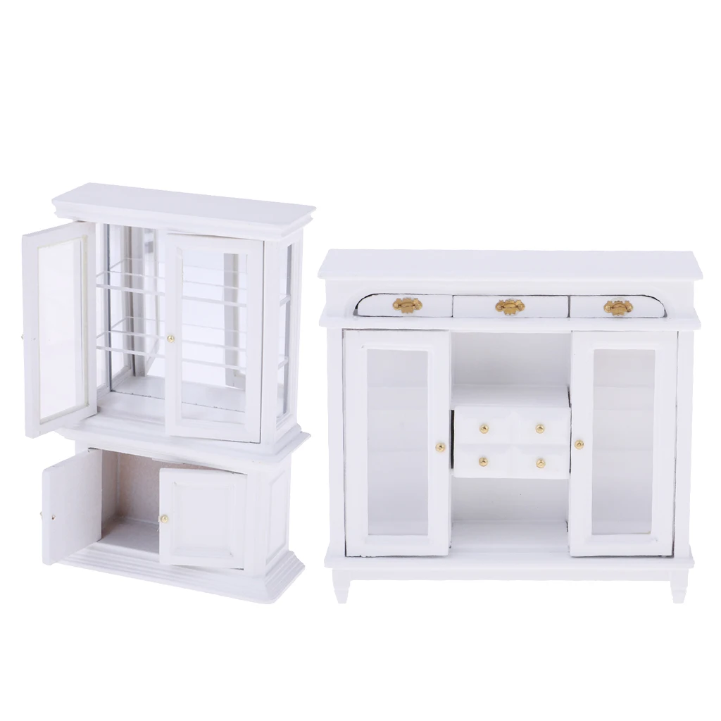 

Wooden Drawer Cabinet Display Case Furniture for 1/12 Dollhouse Miniatures Decoration