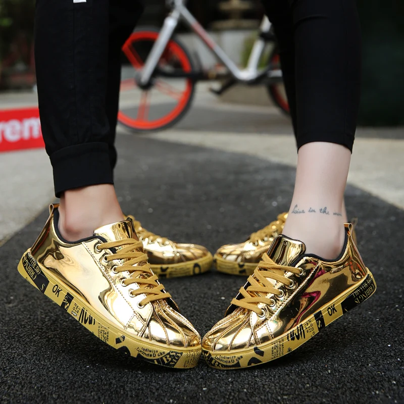 

Mens Sneakers Size 45 Ladies Shoes Brand Hip Hop Flats Mens Trainers Golden Zapatillas Deportivas Hombre Basket Male Sneakers