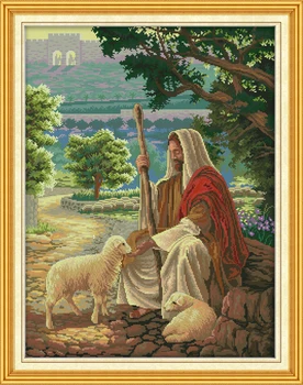 

Jesus shepherding Counted 11CT Printed 14CT DMC Cross Stitch Set DIY Chinese Cotton Cross-stitch Kit Embroidery Needlework