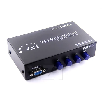 

High Quality 4 PORT Audio + VGA Sharing Switch Box switcher Wide Screen Key-press switch for HDTV Projector