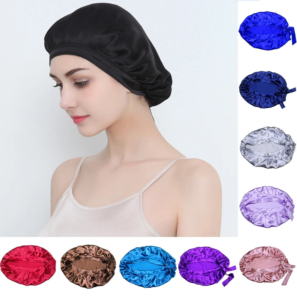 Женские шапочки для сна из чистого шелка, ночная шапочка, шапочка для ухода за волосами