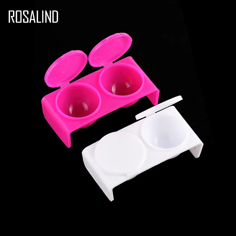 

ROSALIND 1pcs 2 cup Acrylic Nail Plastic Wash cup with Cap Glitter Acrylic Powder Nail art Manicure Tools