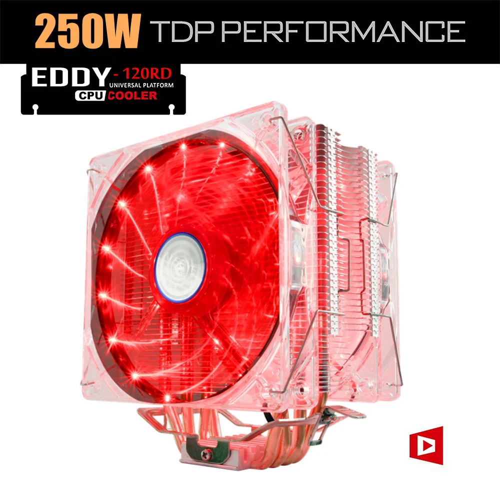 ALSEYE EDDY 120R 4 Heatpipes Cpu Cooler TDP 220W Dual PWM LED 120mm Fan With Aluminum