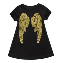 «Крылья Ангела платье черный Летние платья для девочек модная детская одежда Вечерние платья для дня рождения; элегантная детская Belle Костюмы