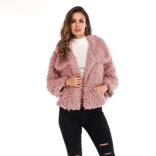 Элегантные розовые лохматые женские шубы из искусственного меха уличная осенне-зимняя теплая плюшевая шуба женские вечерние пальто больших размеров