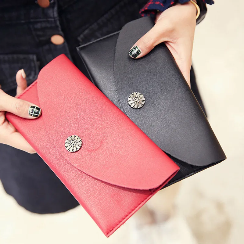 

Cards Holder Wallet Ladies Solid Women Long Wallet Pure Color Clutch Bag 2019 New PU Purse Lady Purses Phone Pocket Card Holder