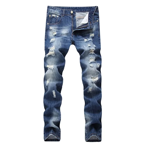 Новые модные рваные джинсы мужские лоскутные выдалбливают печатные нищие укороченные брюки мужские ковбойские джинсовые брюки мужские - Цвет: Армейский зеленый