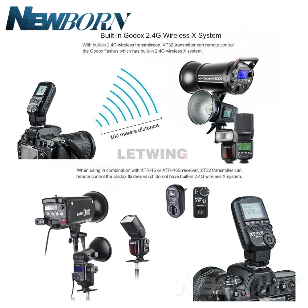 Godox XT32N 2 4G беспроводной 1/8000s HSS Flash Trigger + XTR 16S для Nikon/GODOX V850/V860/V850II/V860C V860N V860 II Flash|flash