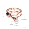 Lokaer-Anillo de perlas de imitación y Circonia cúbica negra para mujer, joyería de compromiso acero titanio, boda, R17140 ► Foto 3/5