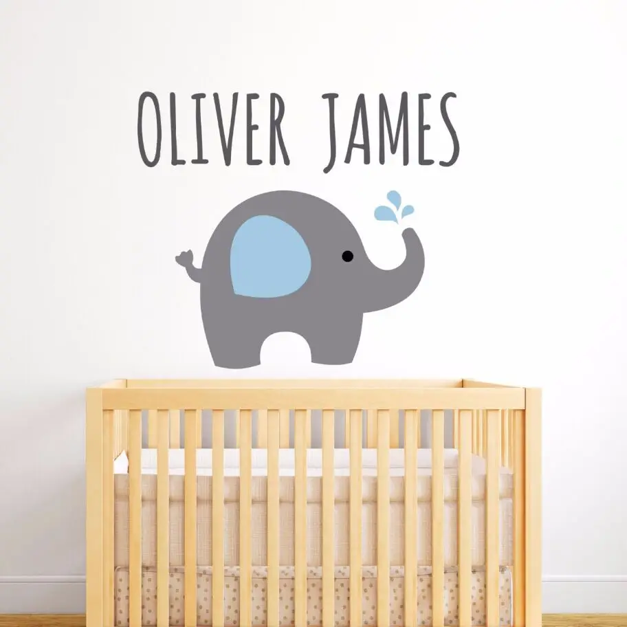 Elephant Wall Decal Customized Name Wall Sticker Vinyl Decal Kids
