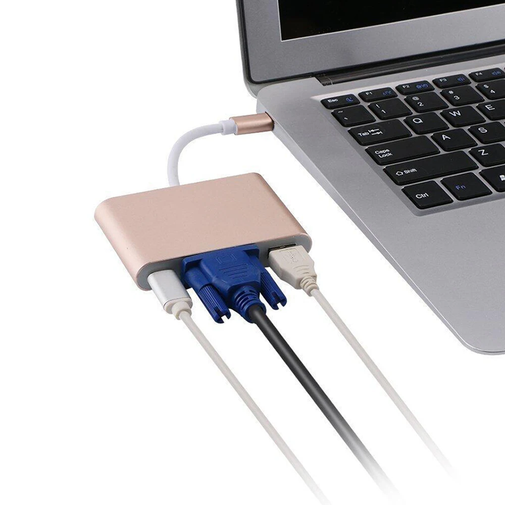 USB Type C адаптер на гнездо VGA 3 0 концентратор PD зарядка в 1 многопортовый 1080P AV USBC