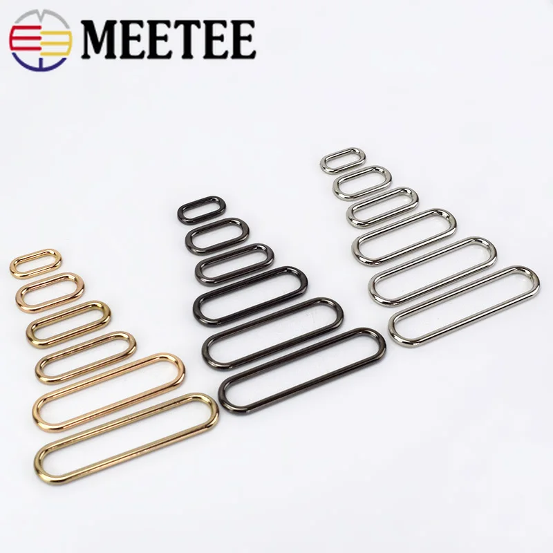 

Meetee 10pcs 15-60mm Seamless Oval Metal Buckles O Ring Strap Windbreaker Adjustment Button Hook Clasp DIY Garment Accessories