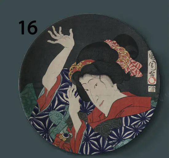 Ukiyo-e декоративные тарелки для рисования в японском стиле, керамическое домашнее художественное блюдо, бар отеля, фоновый дисплей, масляная живопись, тарелки - Цвет: 16