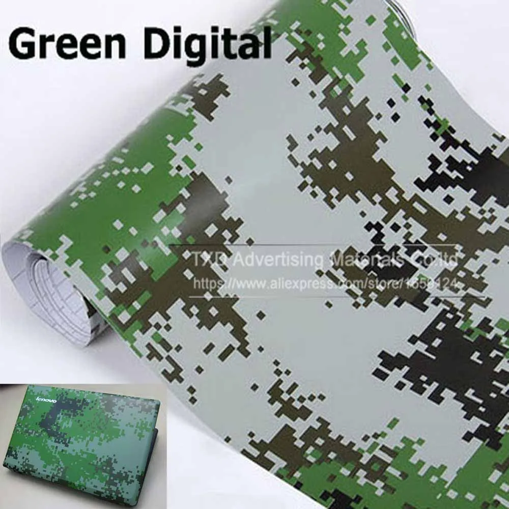 1,52 м X 5 м/10 м/15 м/20 м/30 м/лот армейский зеленый цифровой камуфляж виниловая пленка для украшения кузова автомобиля с воздушными пузырьками - Название цвета: green digital