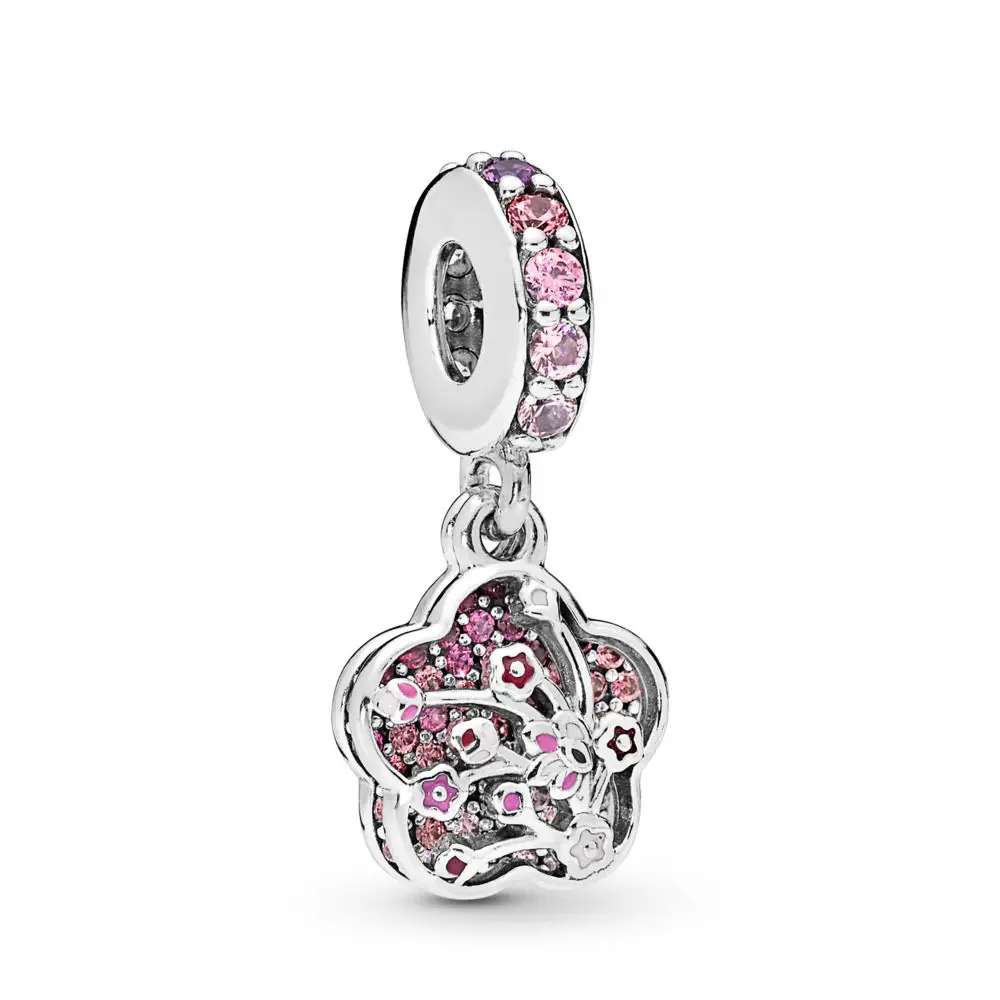 

Authentic 925 Sterling Silver Peach Flower Pendant Charm Fit pandora Bracelet Necklace Pendant Charm Bead DIY Jewelry