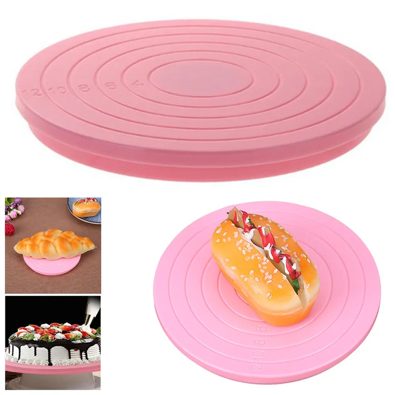 

14cm Plastic Cake Turntable DIY Cake Plate Revolving Decoration Rotating Stand Platform Turntable Round Cake Stand Baking Tool