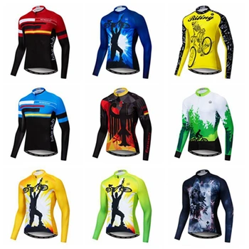 

Pro Bike Team Cycling Clothing Men Long Sleeve Racing Cycling Jersey Top Autumn Polyester mtb Bicycle Jersey Jacket