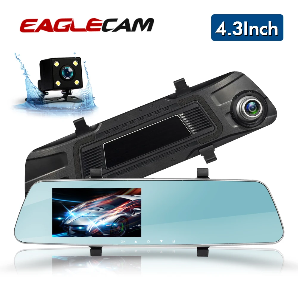 

4.3 Inch Car Vehicle DVR Camera Full HD 1080P Rear View Mirror DVR Digital Video Recorder Dual Lens Registrator Auto Dash Cam