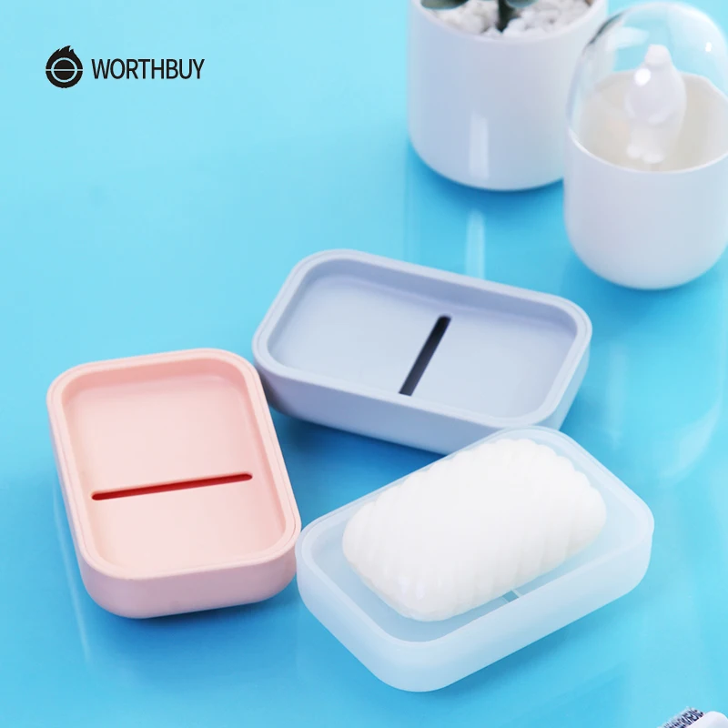 

WORTHBUY Dual-purpose Soap Holder Portable Plastic Soap Dish Double Layer Water Drain Soap Box Case Storage Bathroom Accessories