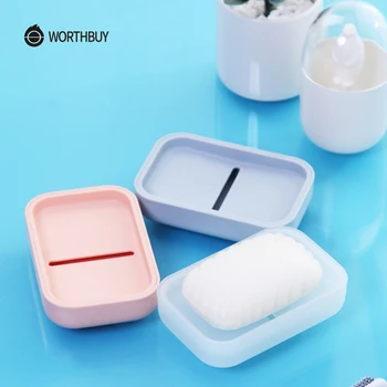 

WORTHBUY Dual-purpose Soap Holder Portable Plastic Soap Dish Double Layer Water Drain Soap Box Case Storage Bathroom Accessories