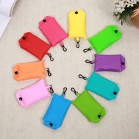 Shopping Bag Solid Color Eco-friendly Folding Reusable Portable Shoulder Handbag Polyester for Travel Grocery - Image 3
