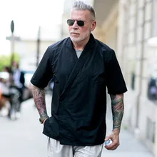 S-5XL Для мужчин одежда моды стилист GD улица Ретро повседневные футболки с коротким рукавом модель Большие размеры певица костюмы