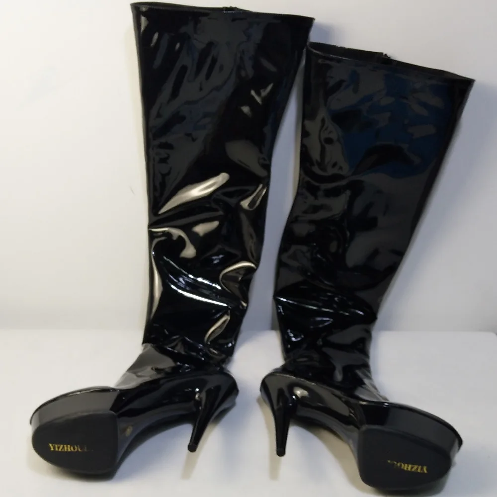 women Pole Dance thigh high boots Sexy Model Shoes Ultra 15cm Platforms buckle strap High Heel Dance Shoes