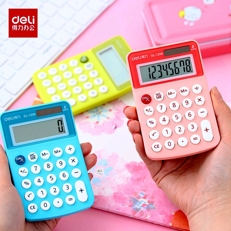 ديلي 1209A 8 أرقام حاسبة آلة حاسبة للجيب يسهل حملها طالب ضابط العلامة التجارية جديد 3 ألوان اختياري