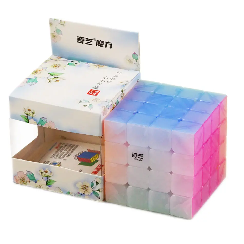 

Qiyi 4x4 CUBE Jelly Color Stickerless 4x4x4 Magic Cube 4Layers Speed Cube Professional Puzzle Toys For Children Kids Gift Toy