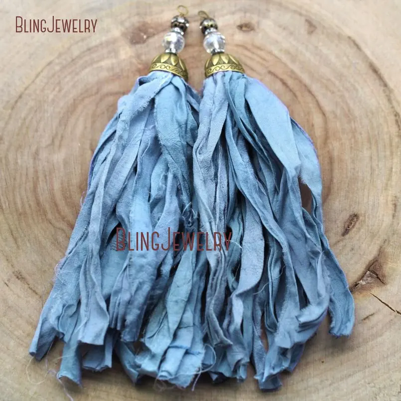 20171213-PM9052- Cerulean Sari Silk Tassel Pendant  Antique Bronze Color Plated_2